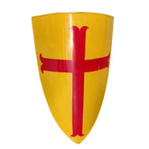 medieval crusader knight shield yellow with red cross